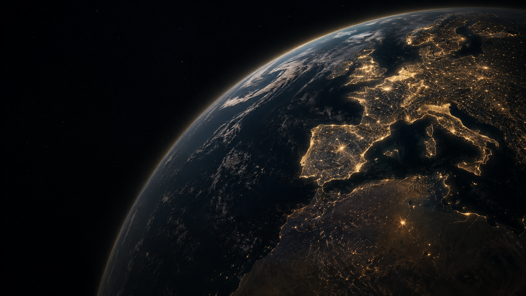 Photorealistic view of Earth showing the North Atlantic